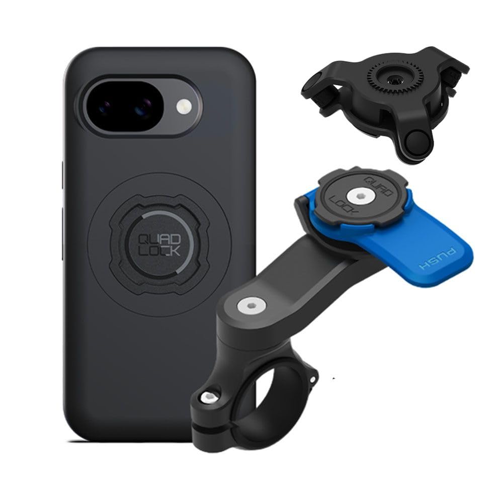 Quad Lock Moto Handlebar Kit with Dampener and MAG Phone Case for 10a