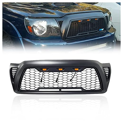 MATMACRO Mesh Grille Compatible For Toyota Tacoma front grill with 3 LED Lights 2005 2006 2007 2008 2009 2010 2011