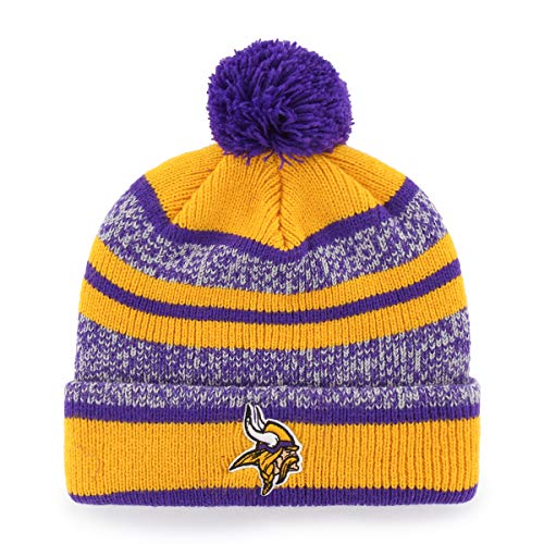 OTS NFL Minnesota Vikings Men's Huset Cuff Knit Cap with Pom, Team Color, One Size