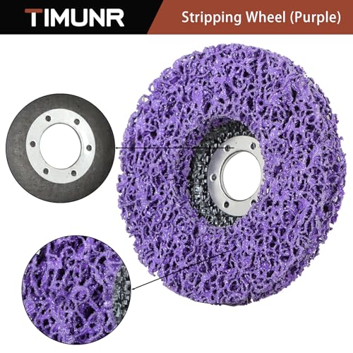 Timunr 10 Packs 4-1/2 x 7/8 Strip Discs Stripping Wheel (Purple) Fit for Aluminum, Stainless Steel, Wood, Glass, Steel, Copper, Stone Surface Grinding and Polishing by Timunr - Image 3