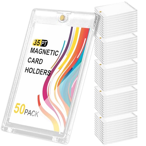 50pcs 35pt Magnetic Card Holder?Magnetic Card Holders for Trading Cards?one Touch Card Holder?Magnetic Card case?Card Protectors Hard Plastic?for Card Cases for Sports Cards(4.33 × 2.87 inches)