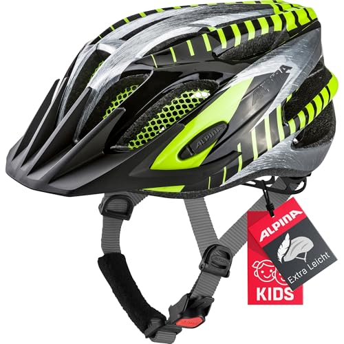 ALPINA Unisex - Kinder, FB JR. 2.0 Fahrradhelm, black-steelgrey-neon, 50-55 cm