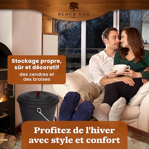 Seau à cendres en acier noir pour vider le poêle proprement et sans risque - 6