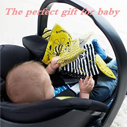 Amycute Crinkle Baby Cloth Books for Babies Toddlers, Nontoxic Soft Fabric Baby Educational Learning Toy Books for 0 - 6 Months/One Years Old Birthday Party (Bumble Bee)