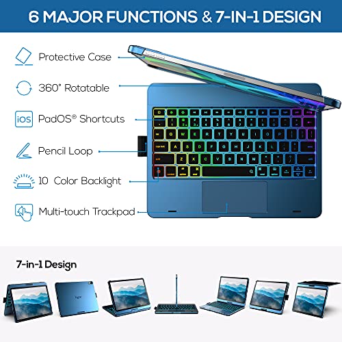 TYPECASE Capa Touch iPad Air 5ª geração com teclado (11 polegadas, 2022): Trackpad - Rotativo de 360