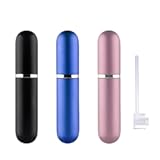 Travel Refillable Perfume Atomisers&comma; 5ML&comma; 3 Pcs Mini Portable Spray Bottles&comma; Round Tube Set With 1 Flat Separated Tool&comma; for Home Business Trip &lpar;Black&plus;Blue&plus;Champagne&rpar;&lpar;4pcs&rpar;