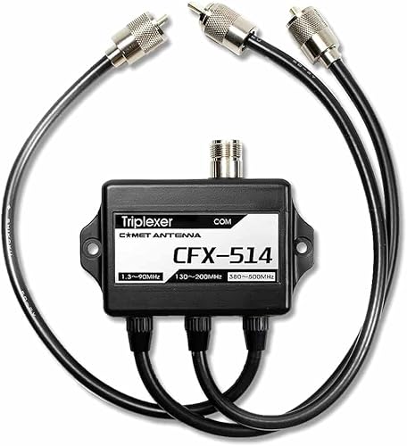 CFX-514 Comet Triplexor 1.3-90/130-200/380-500MHz con cables SO-239 - PL-259/PL-259/PL-259