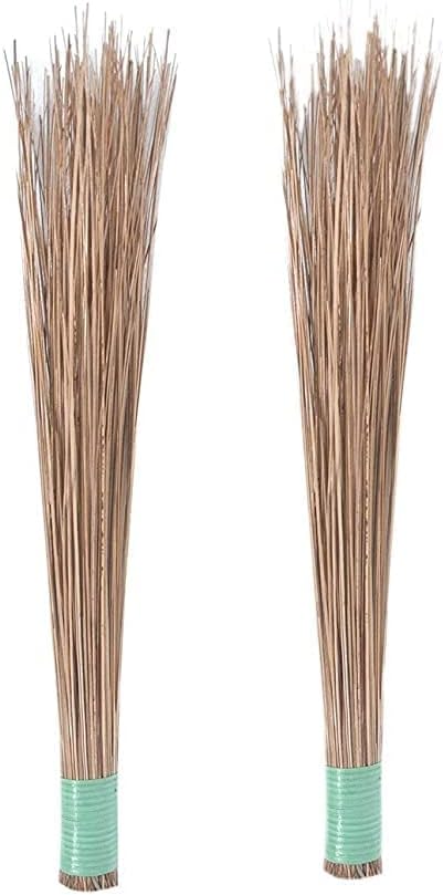 Natural & Pure Bamboo Stick Coconut Jhadu/Broom – Traditional Eco-Friendly Broom for Outdoor Cleaning, Garden, Veranda & Open Spaces | Durable, Lightweight & Long-Handled (Brown, Pack of 2)
