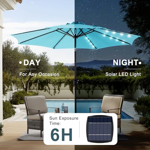 image for SMUG 10FT Solar Patio Umbrella with 32 LED Lights, Outdoor Umbrellas w
