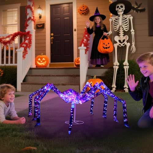 VINGLI Prismatic Iridescent Spider Halloween Light, 3FT Pre-lit Scary Prismatic