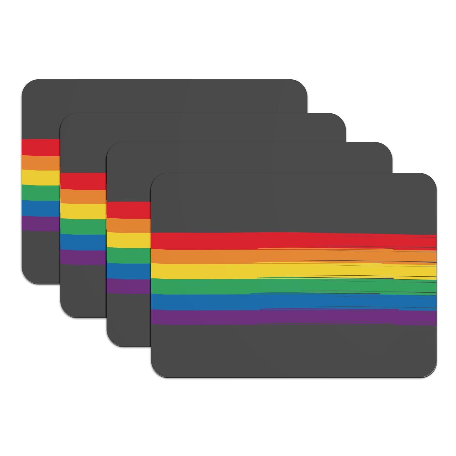 Sets de table arc-en-ciel haut de gamme en caoutchouc noir Pride - 4 pièces