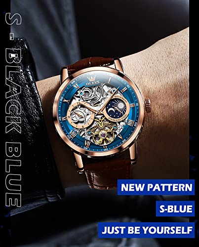 Image of OLEVS Mens Automatic Watches Self-Winding Starry Sky Diamond Skeleton Luxury Wrist Watch Waterproof Luminous
