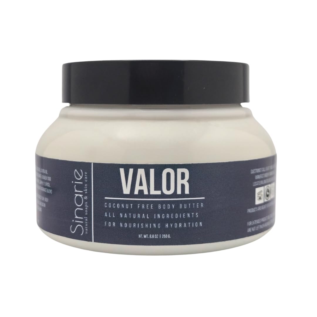 Sinarie Coconut-Free Body Butter – Ultra-Nourishing Moisturizer with Mango Butter, Avocado Oil & Jojoba Oil – Hydrating & Non-Greasy Lotion for Sensitive Skin (4 oz., Valor)