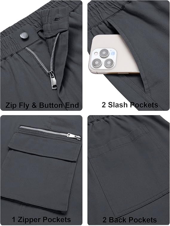 Image of CB-COLEBROOK Men Mid Rise Cargo || Cargo Pants Cotton || Relaxed Fit Elastic Waist || Loose Fit || Casual Pants || Cargos Pant with 7 Pockets (Cargo-48-54)