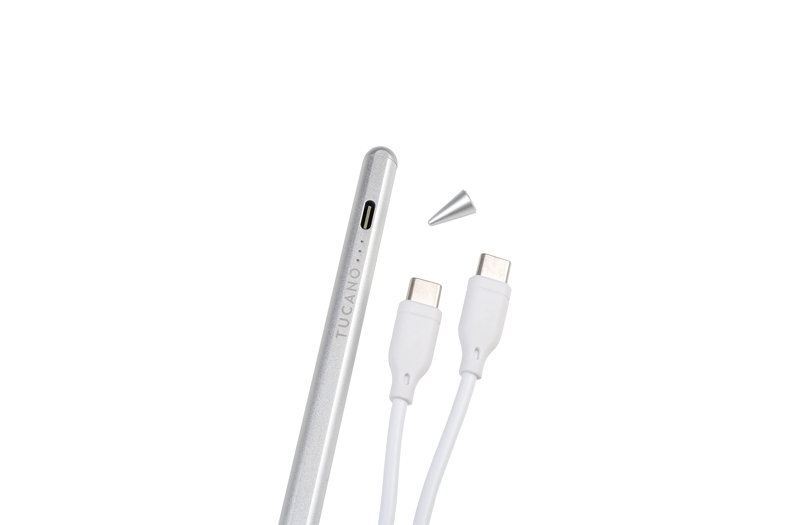 Tucano Stylus Pencil - Penna capacitiva attiva per iPad - Tecnologia Palm Rejection - Sensibilità all'inclinazione - Dock magnetico per la ricarica - Silver