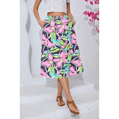 Image of Witsmile Women's Summer Pleated High Waisted Casual Flowy Skirt Pockets