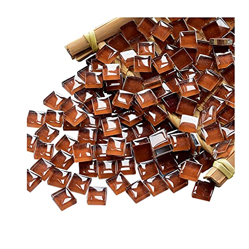 Mosaic Tiles Squares Chocolate Crystal Mosaic Glass Tile for Crafts Bulk DIY Picture Frames Handmade Jewelry Coasters Art Material Decoration,1x1cm,100 Pieces