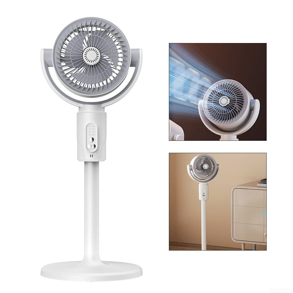 Ventilatore a piedistallo con telecomando, altezza regolabile, 3 livelli, potente ventilatore elettrico di raffreddamento per camera da letto soggiorno nero