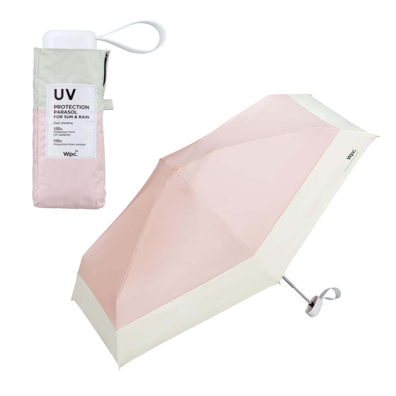 View 1 of [2026] Wpc. Foldable Umbrella, Color Block Tiny Design (Pink) | UPF50+ UV Protection Heat-Shielding 100% Blocks Direct Sunlight All Weather (Rain or Shine) Lightweight Foldable Packable Umbrella 801-13134-102