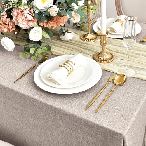 Fitable-Linen-Tablecloths-for-Rectangle-Tables-Water-Stain-Resistant-Farmhouse-Table-Cloth-Washable-Burlap-Textured-Table-Covers-for-Kitchen-Dining-Party2-Pack-52×70-Inch-Nature Fitable Linen Tablecloths for Rectangle Tables Water Stain Resistant Farmhouse Table Cloth Washable Burlap Textured Table Covers for Kitchen Dining Party2 Pack 52×70 Inch Nature
