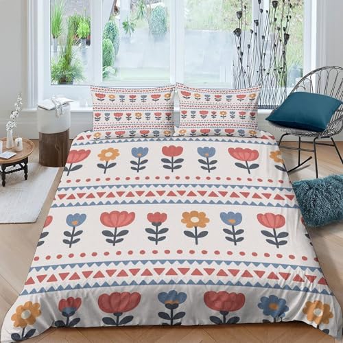 Parure de lit double 200x200 floral housse couette microfine douce