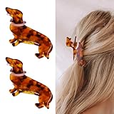 2 Pcs Dachshund Dog Hair Clips for Women - Acetate Non-Slip Claw Clips, Cute Pet Lover Gifts for Christmas & Birthday, Stylish Hair Accessories for Straight/Curly Hair