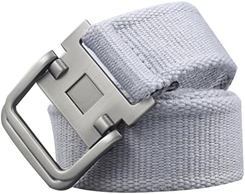 Xhtang Men's Fashion D-Ring Buckle Sturdy Canvas belt Waistband GRAY