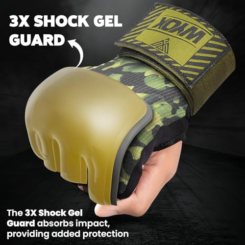 Image of WYOX Neoprene Gel Boxing Hand Wraps Inner Gloves for Men & Women - 80cm /31in Quick Wrist Strap, Padded Knuckle Protection, Fingerless MMA Muay Thai Kickboxing Wraps for Training & Martial Arts