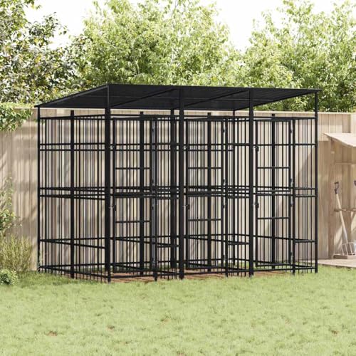 Boltkex Outdoor- Hundezwinger mit Dach aus pulverbeschichtetem Stahl 295x200x228 cm, verschließbar mit Riegelsystem, Schutz und Sicherheit für Hunde, ideal als Auslauf, Gehege