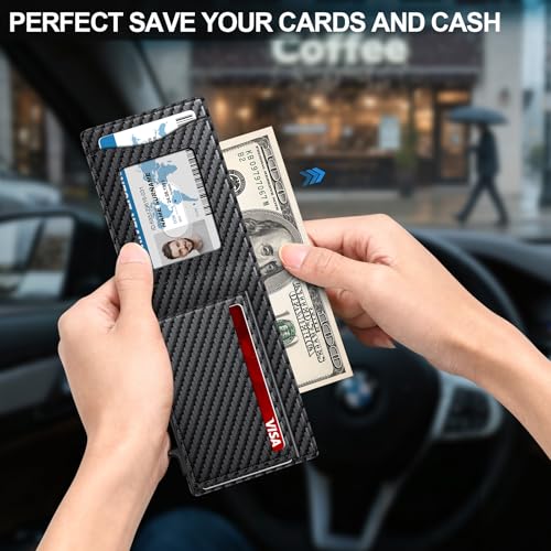Wallet for Men Wallet with Slim Pop Up Card Holder for 12-14 Cards, RFID Blocking Bifold Minimalist Smart Wallet, Credit Card Holder with ID Window & Cash Slot, Compact Metal Card Case, Gifts for Men2