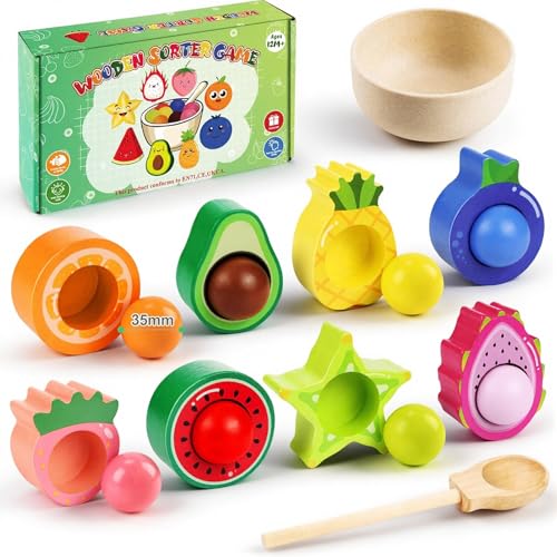 Seagoal Montessori Spielzeug ab 2 Jahr, Ostern Geschenke Kinder, Baby Motorikspielzeug Obst Holzspielzeug, Kinder Lernspielzeug Geschenk für Baby Mädchen Jungen 2 3 4 Jahre