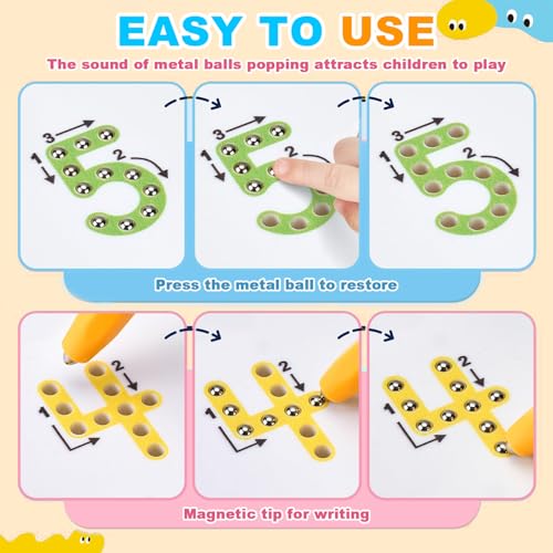 KINDLUME Magnetic Number Tracing Board, Montessori Spielzeug 2 Jahre, Doppelseitige Zahlen Übungstafel mit Stift & Magnetbuchstaben, Lernspielzeug für Kinder ab 2-4 Jahren