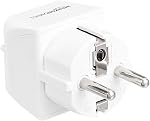 Amazon Basics 3-Pack Travel Plug Adapter Type E/F, Europe - France, Germany, Greece, Hungary, Iceland, the Netherlands, Norway, Poland, Portugal, Romania and Spain