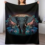 Colcha de franela suave con diseño de elefante, manta para sofá con estampado 3D, para las cuatro estaciones, para cama/sofá, 130 x 150 cm