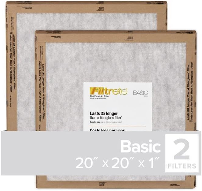 Filtrete 20 in. W X 20 in. H X 1 in. D Synthetic 5 MERV Flat Panel Filter 2 pk