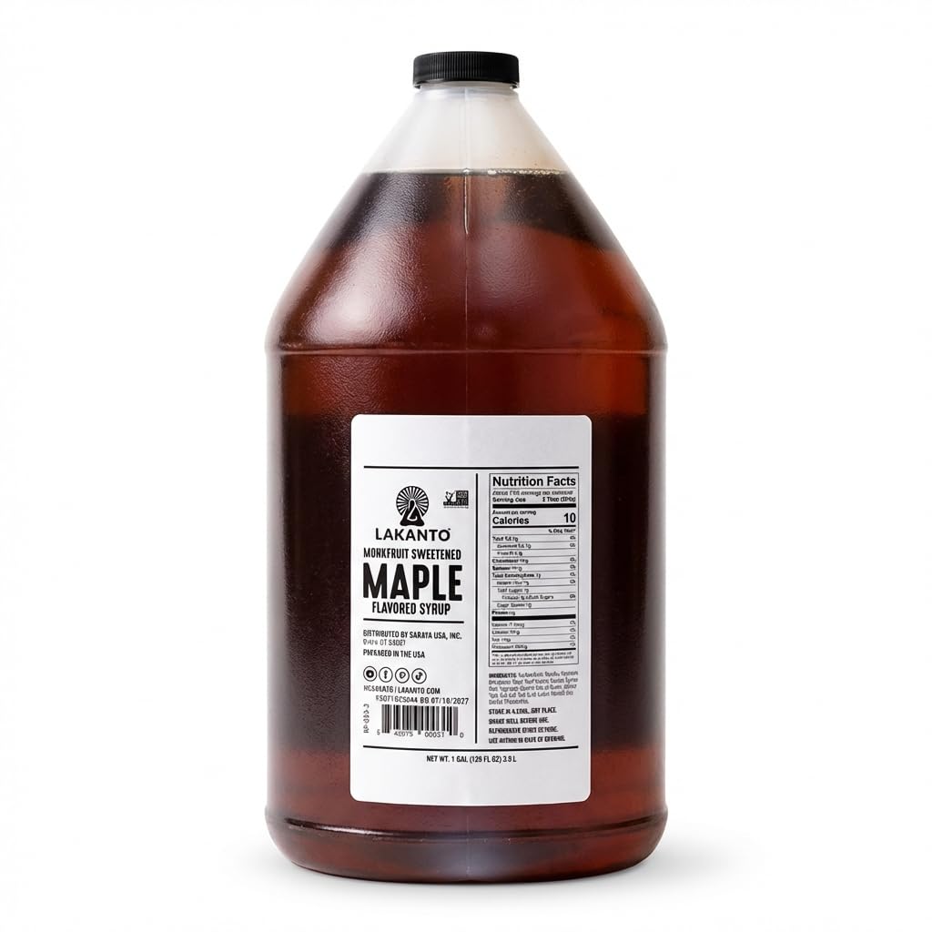 Lakanto Sugar Free Maple Flavored Syrup Sweetener with Monk Fruit and Erythritol, 128 fl oz