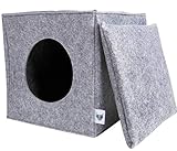 VIIRKUJA Filz Katzenhöhle inkl. Kissen | Passend für z.B. IKEA Expedit & Kallax Regal | Extra Flauschiges Kissen | Besonders stabil& warm | Hellgrau
