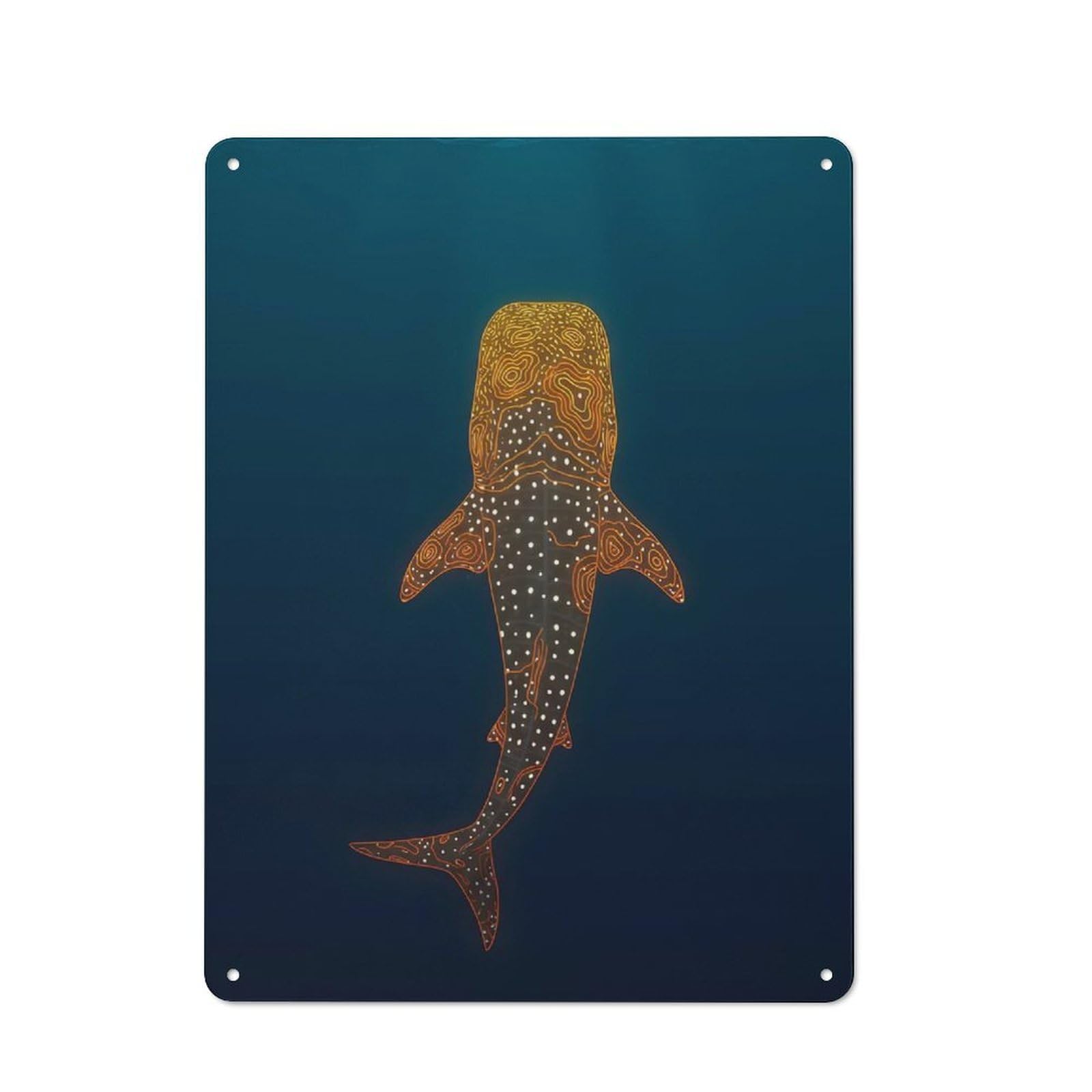 Junmoney Style-2 Whale Shark In Deep Blue Sea(2) Retro Tin Wall Plaque 40X30cm For Hobby Room Or Studio, New Home Wall Decor For Hobby Room Decor Fans