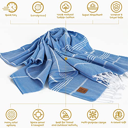 Gold Case Turkish Beach Towel Bath Towels Lycia Series - Set Of 6 - Xxl Oversized 70X40 Inches -100% Cotton - Quick Dry Lightweight Sand Free Turkish Towel (Black) #TOP2