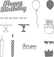 Vista 7 de Juego de sellos y troqueles de feliz cumpleaños para hacer tarjetas, sellos transparentes y troqueles de corte de metal para álbumes de recortes