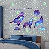 XiYee Muursticker, fluorescerend, sterrenhemel & wolf, wandsticker, lichtgevende sticker, wanddecoratie, cadeau voor…