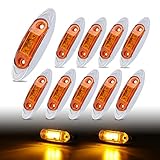 TMH 10 Pcs 2.5 Inch Amber Mini Sealed Side Marker Light Chrome Bezel 3 LED for Heavy Duty Truck Trai