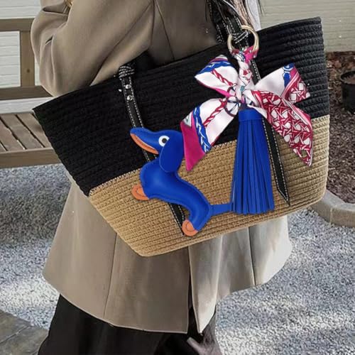 ZEPFJHE Stilvoller Dackel-Anhänger mit weichen Lederquasten und Schleife, Schlüsselhalter, modischer Charme für Taschen oder Auto-Dekoration, Hundewitz, Leder, Rosa, M