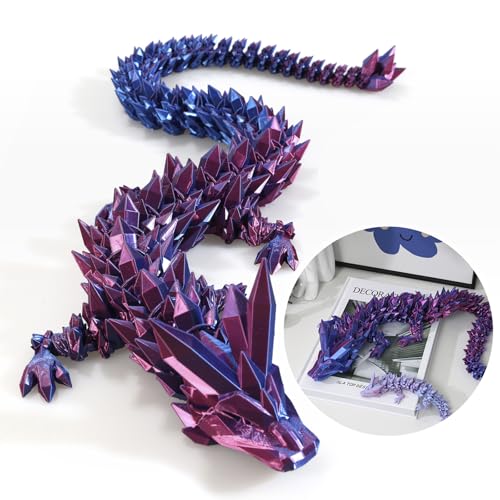 30" Large 3D Printed Dragon - Articulated Crystal Dragon Toy