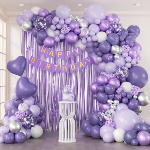 Purple Birthday Decorations Set