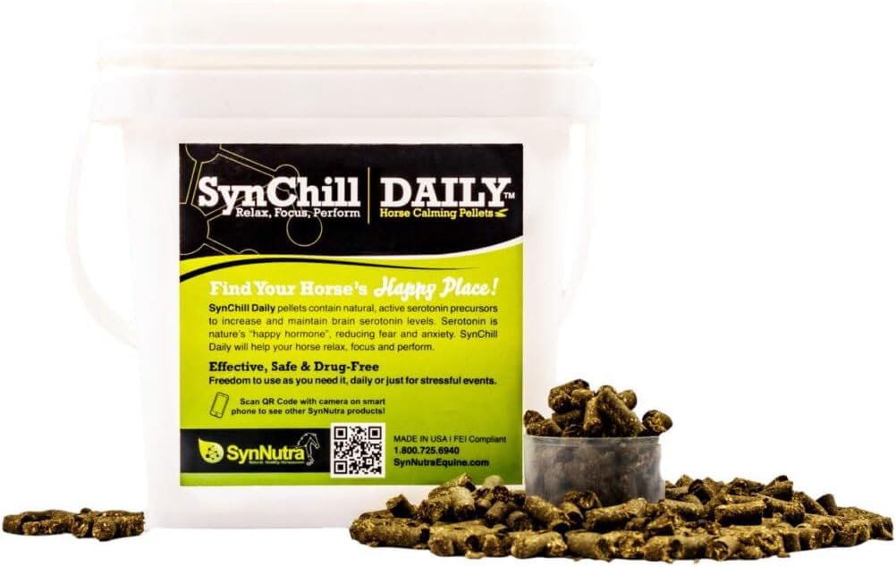 SynNutra Equine SynChill 100% Natural & Nutritional Supplement, Lab Proven Results, Designed for Focus & Performance, Approved by Olympians and Veterinarians, Daily Pellets -120 Servings, Made in USA