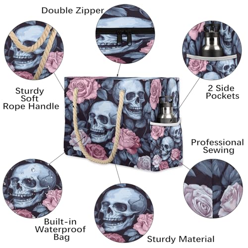 Beach Tote Bags for Women with Zipper Large Pool Bags for Swimming Travel Gym3