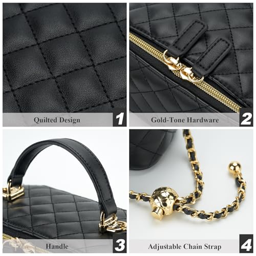Mini Quilted Box Crossbody Bags for Women, Small Square Designer Clutch Purses with Adjustable Chain Strap3