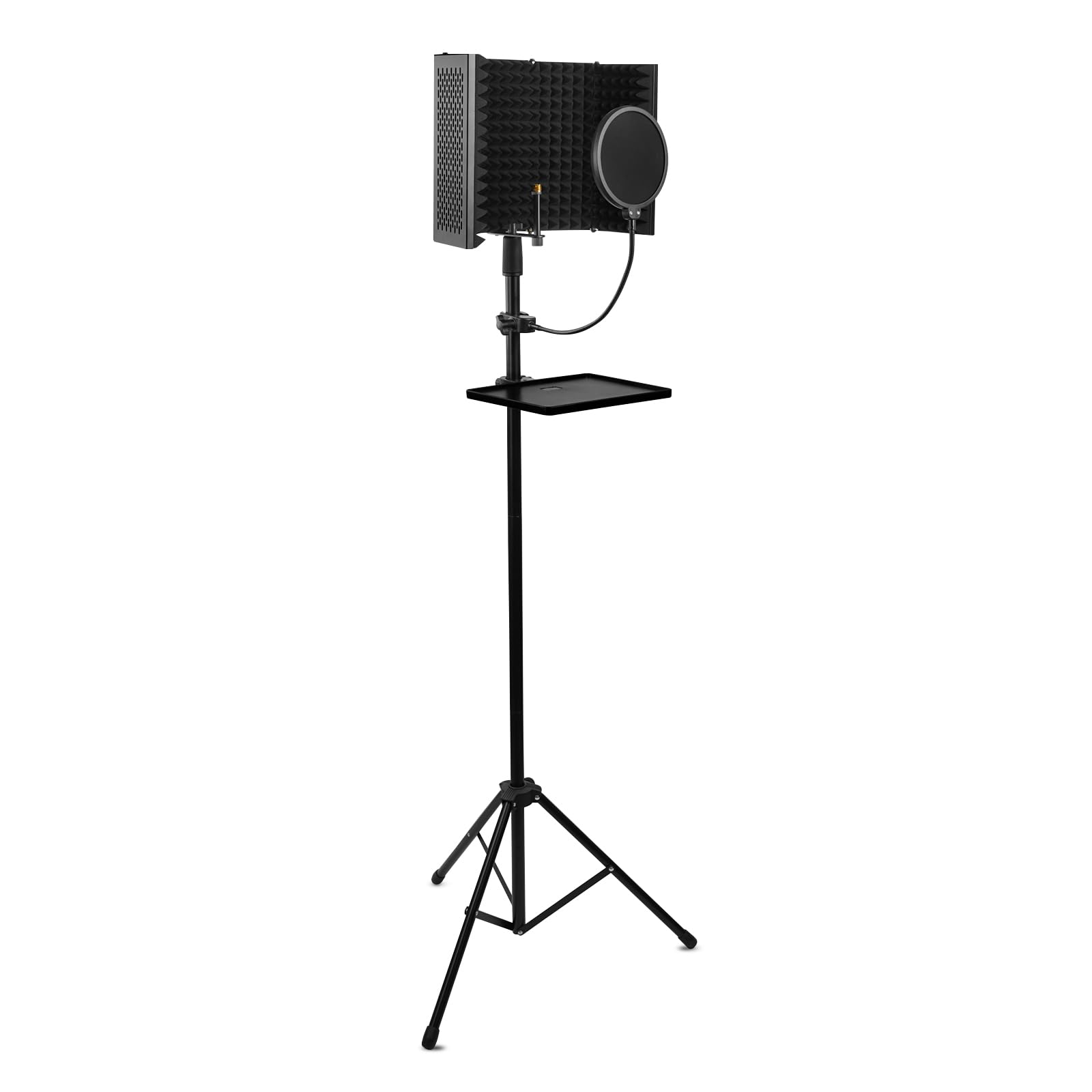 Kadence MSTD801 Foldable Microphone Stand with 5-Panel Isolation Shield, Pop Filter & Tripod Base | Adjustable Height | Studio, Podcast & Voiceover Use | Black-image-25