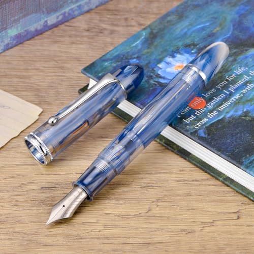 Asvine V800 Füllfederhalter – Vakuumfüllsystem mit großer Tintenkapazität – glatte feine Feder der Zahl 8 mit Geschenketui und Schraubenschlüssel – Blaubraun